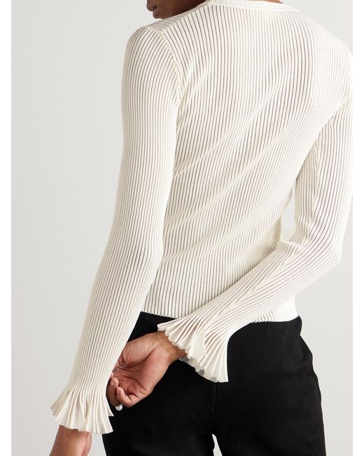 Ulla Johnson White Aster Ribbed-Knit Sweater