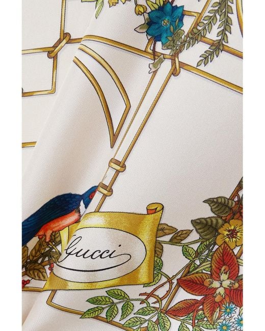Gucci Natural Printed Silk-Twill Scarf