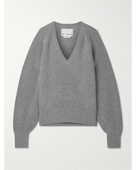Sa Su Phi Gray Merino Wool And Cashmere-Blend Sweater
