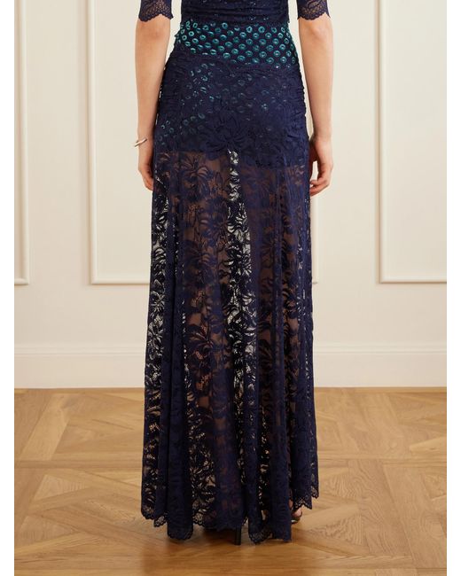 Rabanne Blue Lace Maxi Skirt