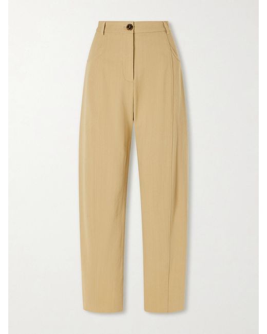 Blazé Milano Natural Embellished Paneled Twill Tapered Pants