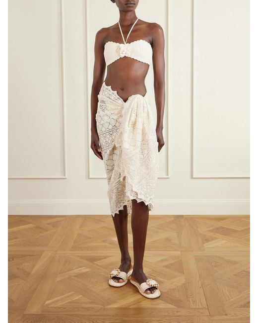 Zimmermann White Crocheted Cotton Pareo