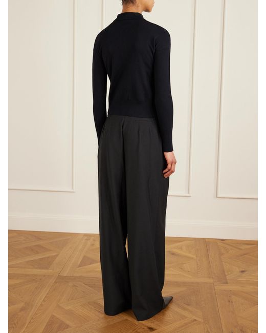 Max Mara Blue Cropped Wool-Blend Cardigan