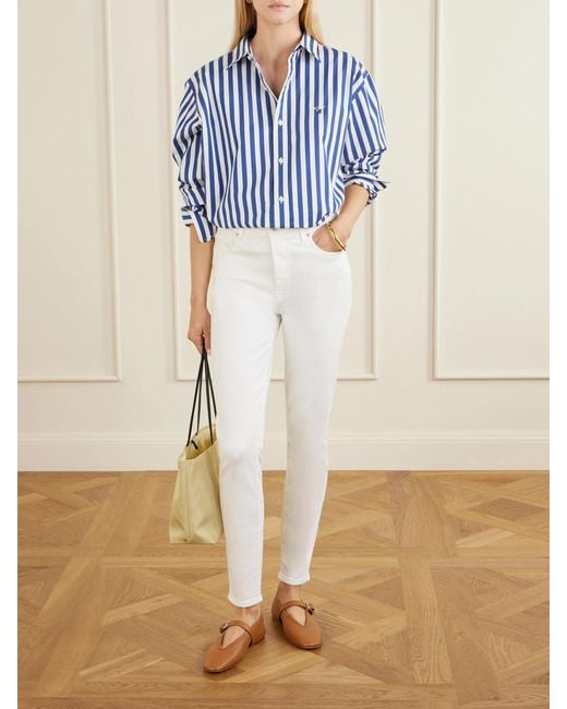 FRAME White Le High Skinny High-Rise Skinny-Leg Cotton-Blend Jeans