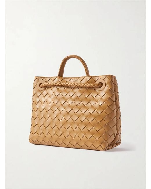 Bottega Veneta Natural Andiamo Small Intrecciato Leather Tote