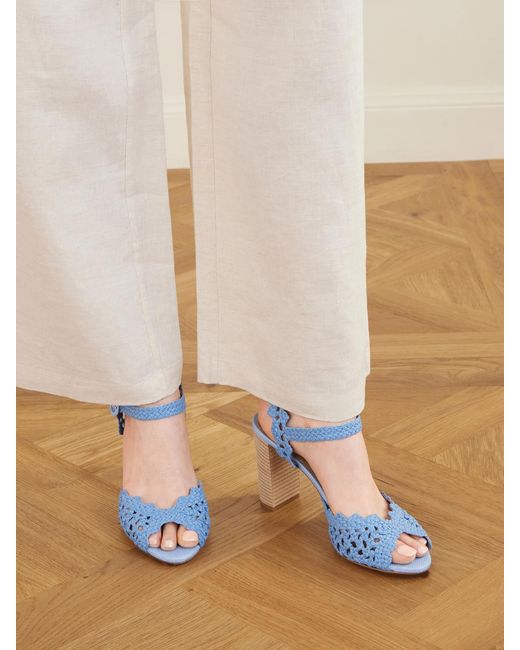 Aquazzura Blue Bossa Nova 85 Raffia Sandals
