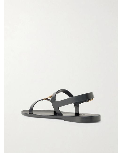 Saint Laurent Metallic Cassandra Embellished Leather Sandals