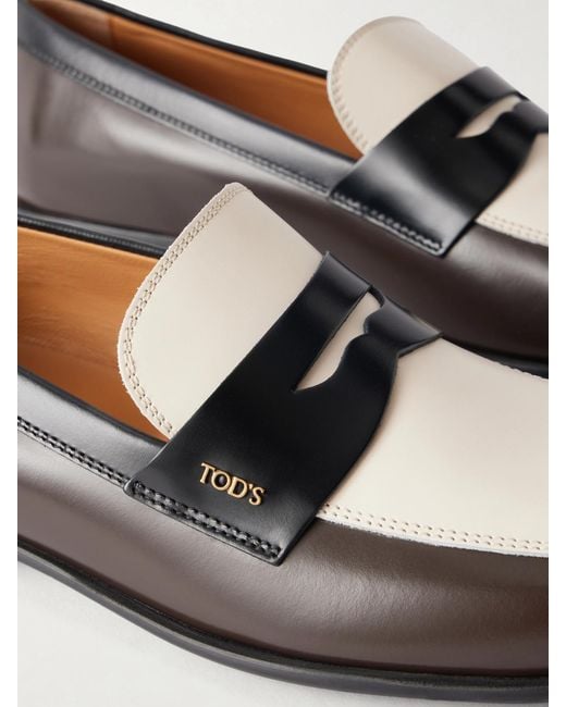 Tod's Black Logo-Embossed Leather Loafers