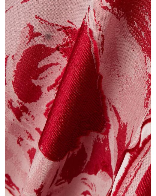 LaDoubleJ Pink Maxikleid Aus Bedrucktem Chiffon Aus Einer Seidenmischung