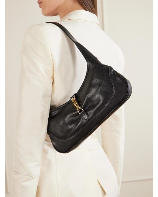 Gucci Black Jackie 1961 Slim Textured-Leather Shoulder Bag