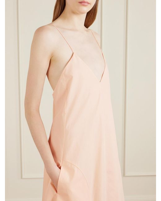 Khaite Orange Iben Paneled Cotton-Poplin Midi Dress