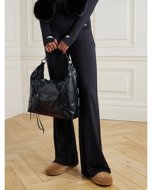 Balenciaga Black Le City Medium Embellished Textured-Leather Shoulder Bag