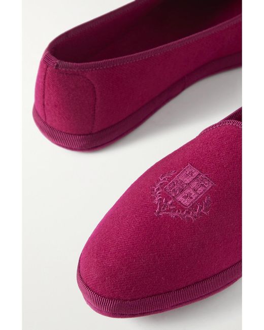 Loro Piana Multicolor Venice Embroidered Cashmere-Blend Flannel Slippers