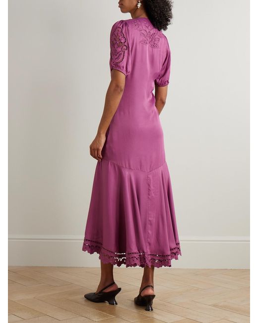 Farm Rio Purple Richilieu Sateen Maxi Dress