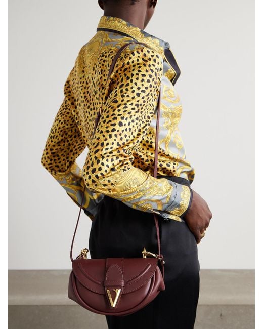 Versace Brown Virtus Schultertasche Aus Leder Mit Verzierungen