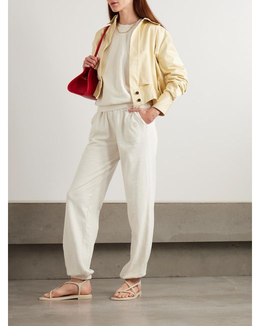 ÉTERNE White Vinny Embroidered Tapered Cotton-Jersey Track Pants