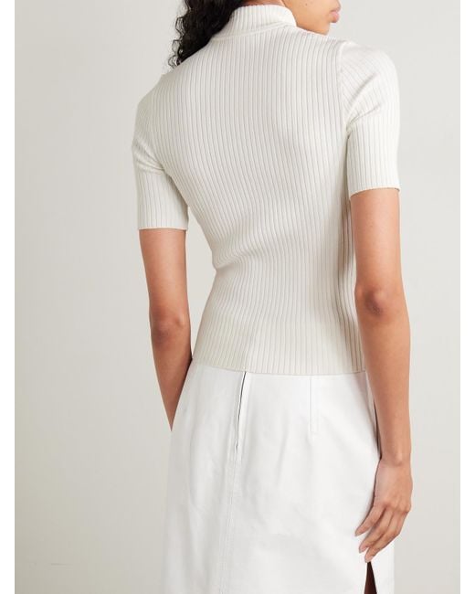 Courreges White Oberteil Aus Rippstrick Mit Applikation