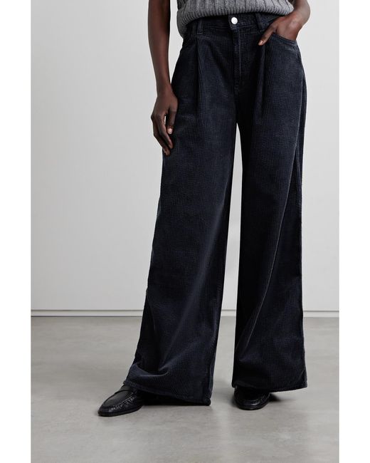 Goldsign Blue The Atticus Cotton-Corduroy Wide-Leg Pants