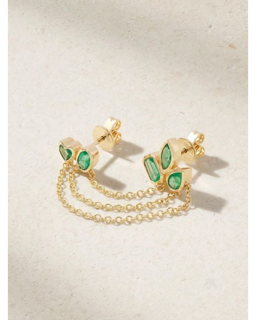 SHAY Natural Mixed Duo 18-Karat Emerald Earrings
