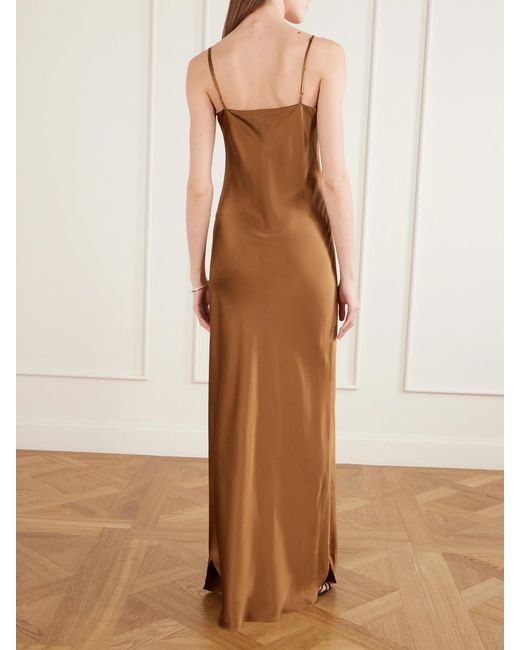 Nili Lotan Brown Cami Silk-Satin Gown