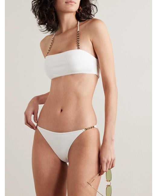 Gucci White Sparkling Chain-Trimmed Bikini