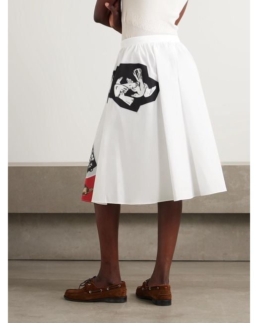 Jupe Midi En Popeline De Coton Imprimée À Fronces Marni en coloris Red