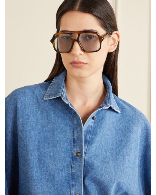 Loewe Blue Slim Light Acetate Aviator Sunglasses