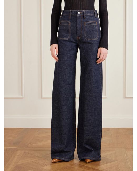 Khaite Blue Delmonico High-Rise Wide-Leg Jeans