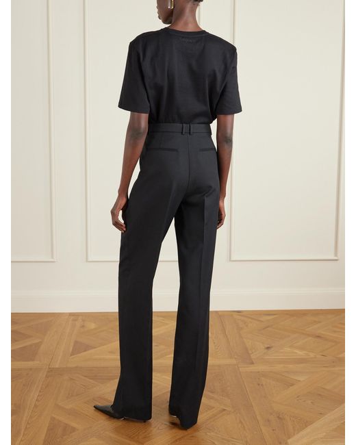 Saint Laurent Black Bundfaltenhose Mit Geradem Bein Aus Grain De Poudre Aus Wolle