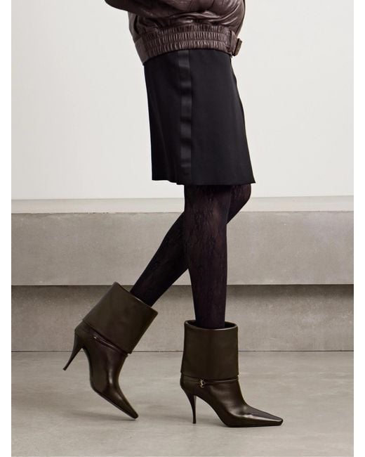 Saint Laurent Black Niki Embellished Leather Ankle Boots