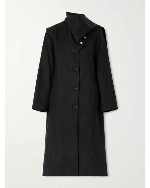 Maison Mayle Black Isadore Scarf-Detailed Wool-Blend Coat