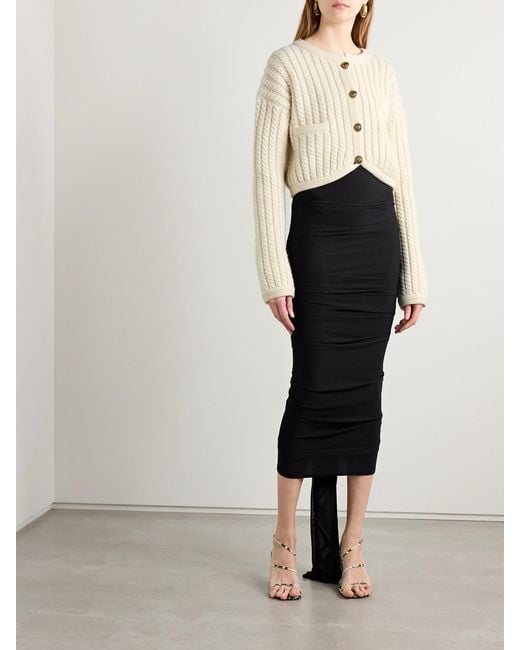 Khaite Natural Balser Cable-Knit Cashmere And Mohair-Blend Cardigan