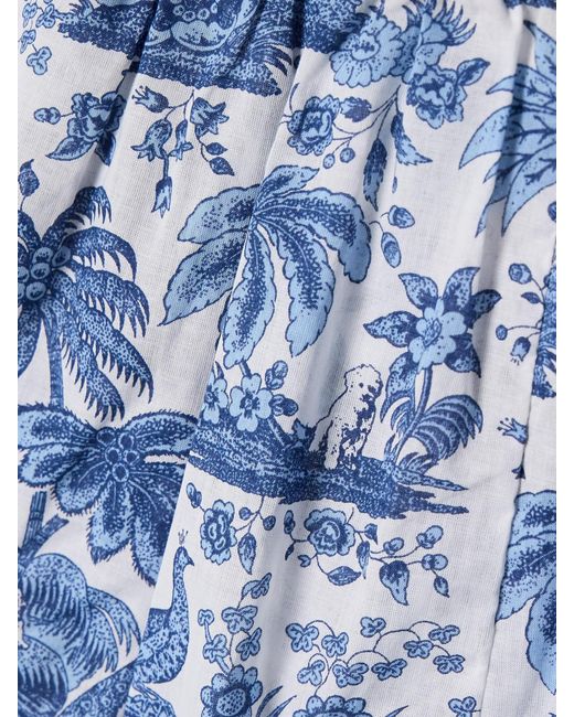 Staud Blue Boyana Ruffled Gathered Cotton-Voile Shorts