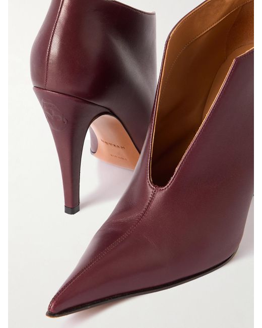 Alexander McQueen Purple Leather Ankle Boots