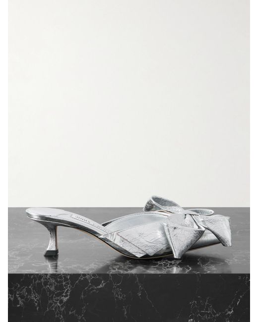 Jimmy Choo Gray Staz 50 Mules Aus Metallic-Leder