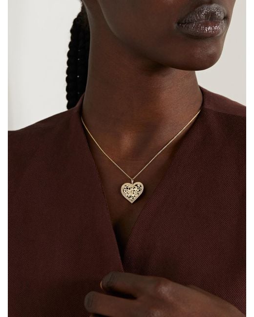 Sydney Evan Natural Icon Wallpaper Heart 14-Karat Diamond Necklace