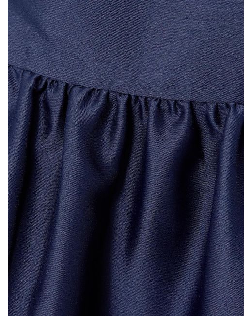 Self-Portrait Blue Gathered Satin Midi Dress