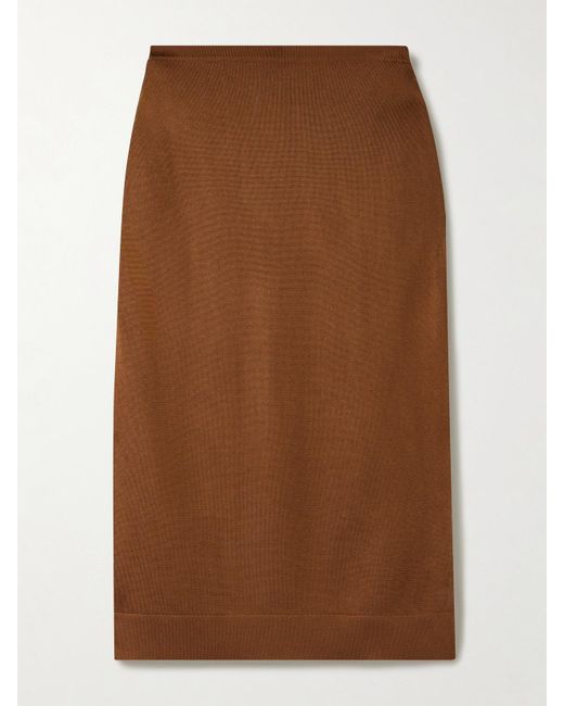 Saint Laurent Brown Midirock Aus Glänzendem Jersey