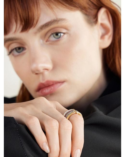 Spinelli Kilcollin Metallic Taurus Set Of Three 18-Karat And Sterling Diamond Rings
