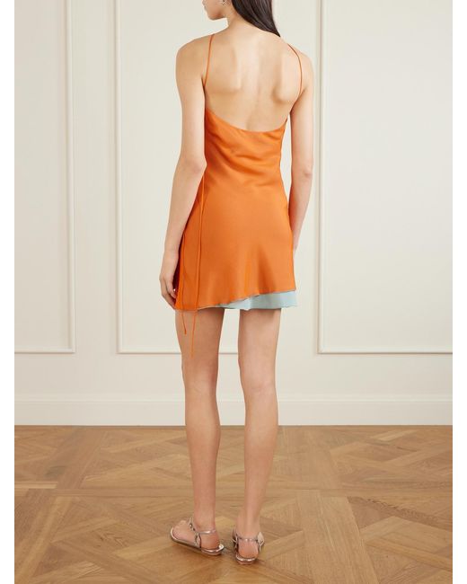 Sir Orange Dabica Layered Halterneck Silk-Chiffon Mini Dress