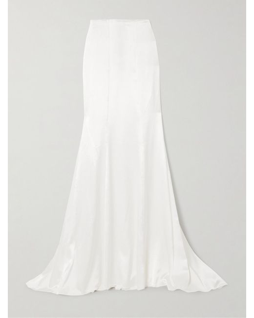 Galvan White Amalfi Asymmetrischer Maxirock Aus Satin