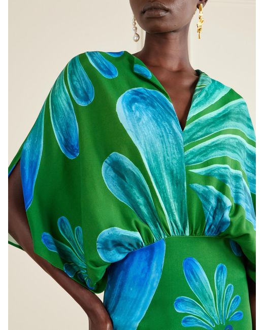 Themis Z Blue Alcmene Printed Satin Mini Dress