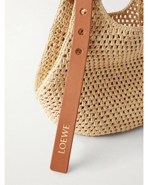 Loewe Natural Paula's Ibiza The Punch Hole Leather-Trimmed Raffia Shoulder Bag