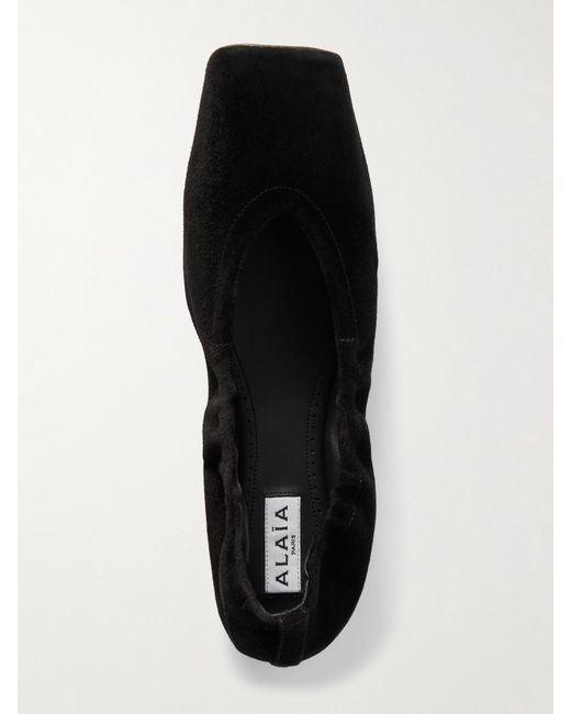 Alaïa Black Ballerinas Aus Veloursleder Mit Lederbesätzen