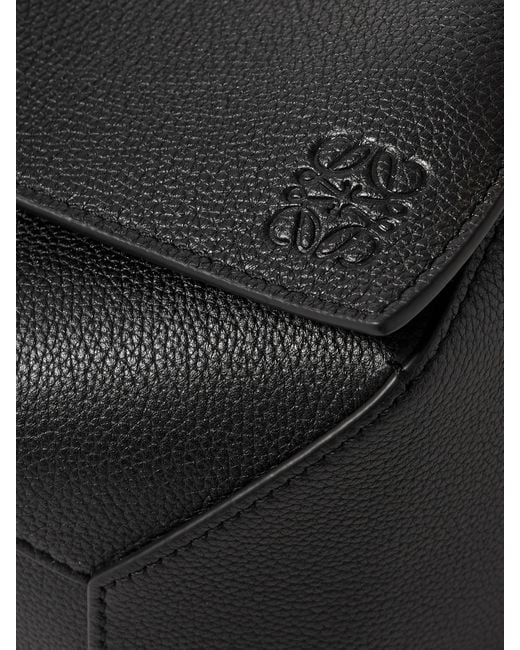 Loewe Black Puzzle Edge Kleine Schultertasche Aus Strukturiertem Leder
