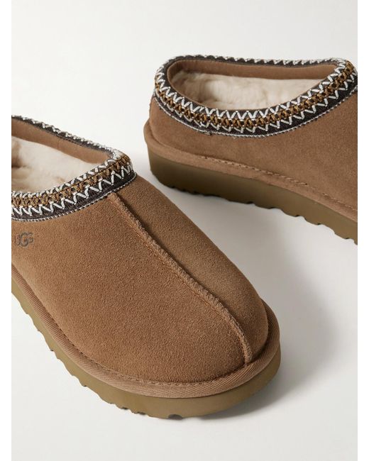 Ugg Brown Tasman Slippers Aus Shearling Mit Stickereien