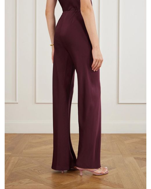Veronica Beard Purple Braddock Satin Wide-Leg Pants