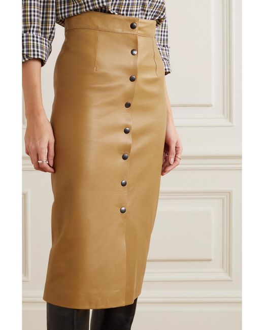 Isabel Marant Natural Blehor Leather Pencil Skirt