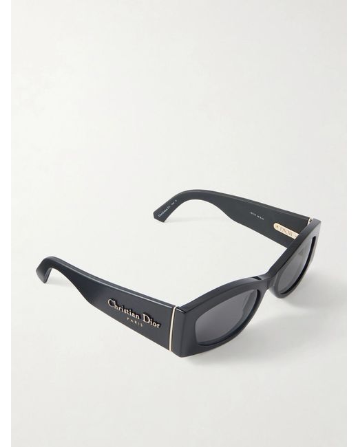 Dior Black Diorombre S1I Rectangular-Frame Leather-Trimmed Acetate Sunglasses