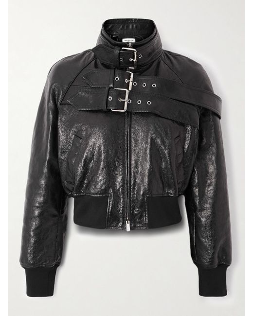 McQueen Black Buckled Leather Jacket